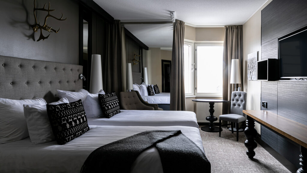 Stylish hotel room in Lapland Hoptels Oulu.